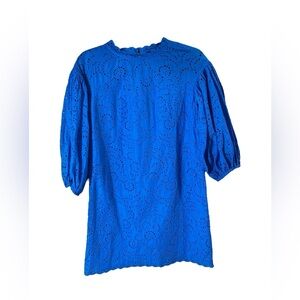 Kate Spade Blue Eyelet floral dress quiet luxury bohemian elegant minimalist